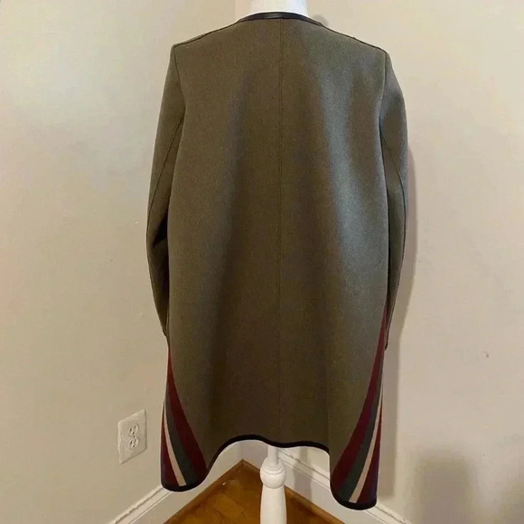 Derek Lam Racing Stripe Virgin Wool Caped Jacket Sz 0 - Picture 6 of 10